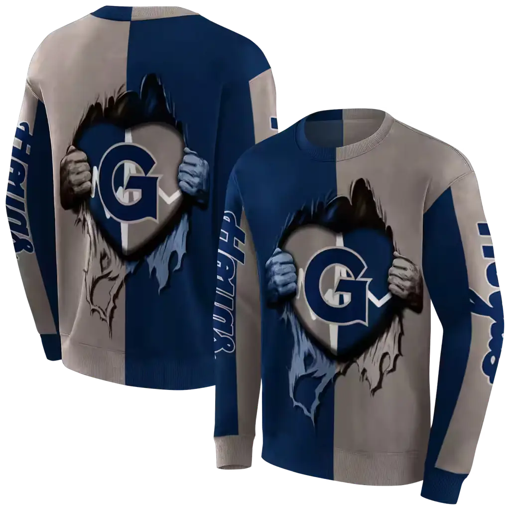 georgetown hoyas heartbeat graphic blue hoodie premium grade georgetown hoyas heartbeat graphic blue hoodie premium grade