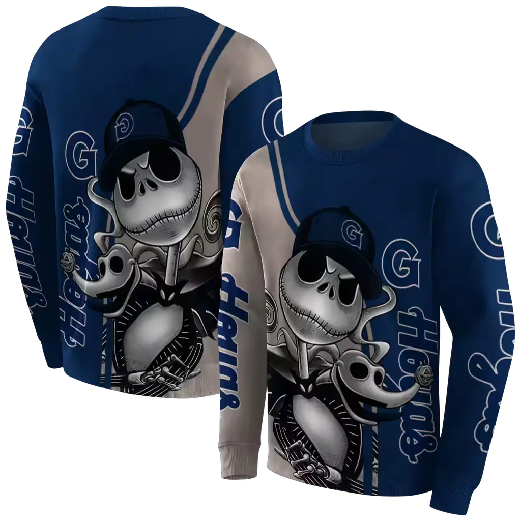 georgetown hoyas jack skellington blue hoodie premium grade georgetown hoyas jack skellington blue hoodie premium grade