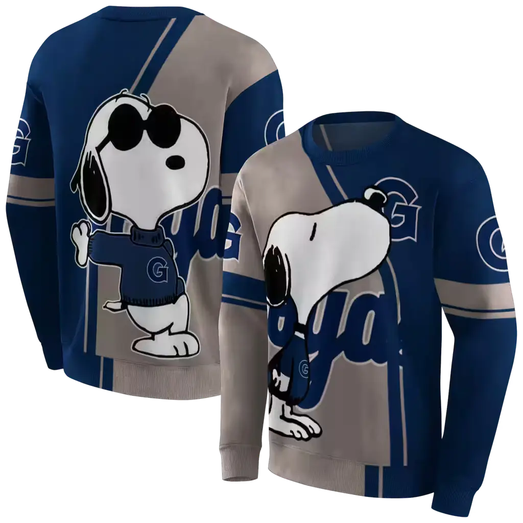 georgetown hoyas playful snoopy blue hoodie premium grade georgetown hoyas playful snoopy blue hoodie premium grade