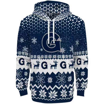 georgetown hoyas reindeer motif blue hoodie best selling