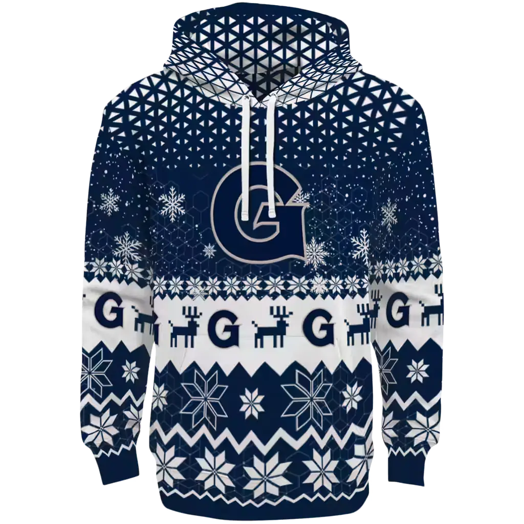 georgetown hoyas reindeer motif blue hoodie best selling georgetown hoyas reindeer motif blue hoodie best selling