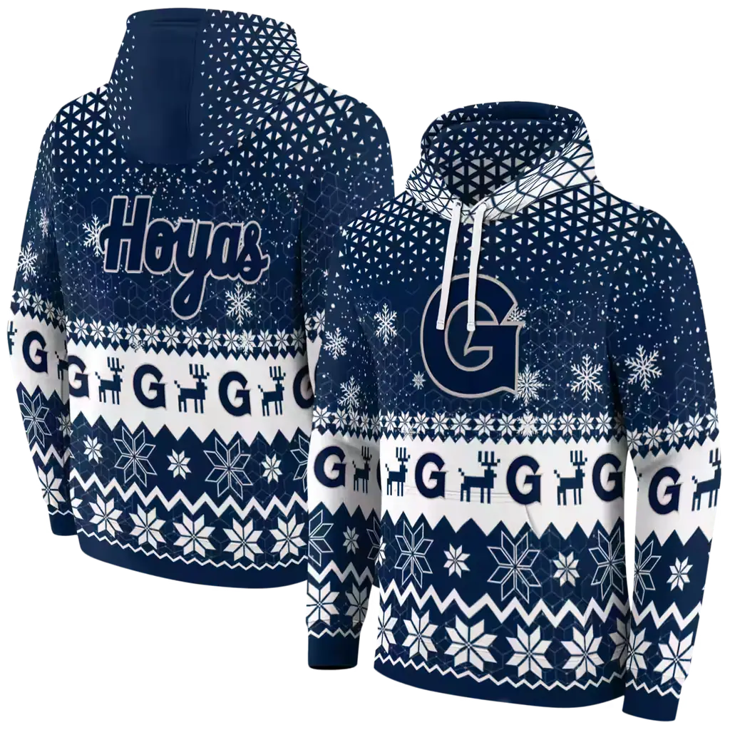 georgetown hoyas reindeer motif blue hoodie fashion forward georgetown hoyas reindeer motif blue hoodie fashion forward