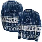 georgetown hoyas reindeer motif blue hoodie best selling