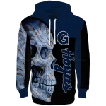 georgetown hoyas skull motif blue black hoodie best selling