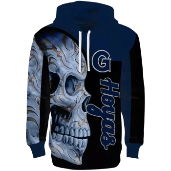 georgetown hoyas skull motif blue black hoodie best selling
