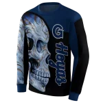 georgetown hoyas skull motif blue black hoodie best selling