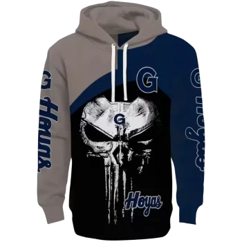 georgetown hoyas skull punisher grey black hoodie best selling