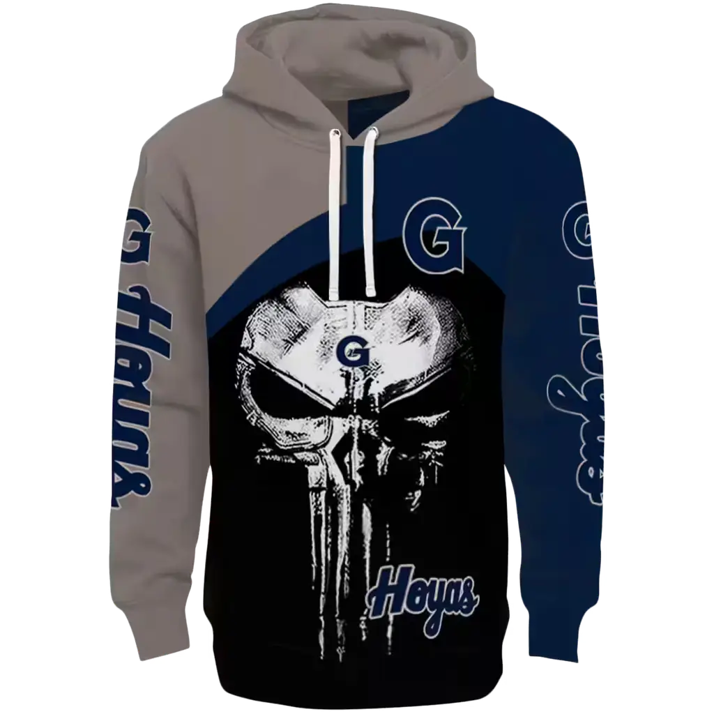 georgetown hoyas skull punisher grey black hoodie best selling georgetown hoyas skull punisher grey black hoodie best selling