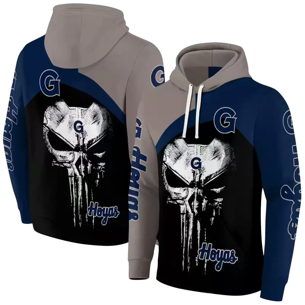 georgetown hoyas skull punisher grey black hoodie fashion forward georgetown hoyas skull punisher grey black hoodie fashion forward