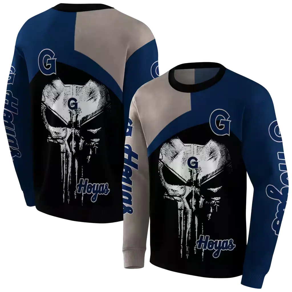 georgetown hoyas skull punisher grey black hoodie premium grade georgetown hoyas skull punisher grey black hoodie premium grade