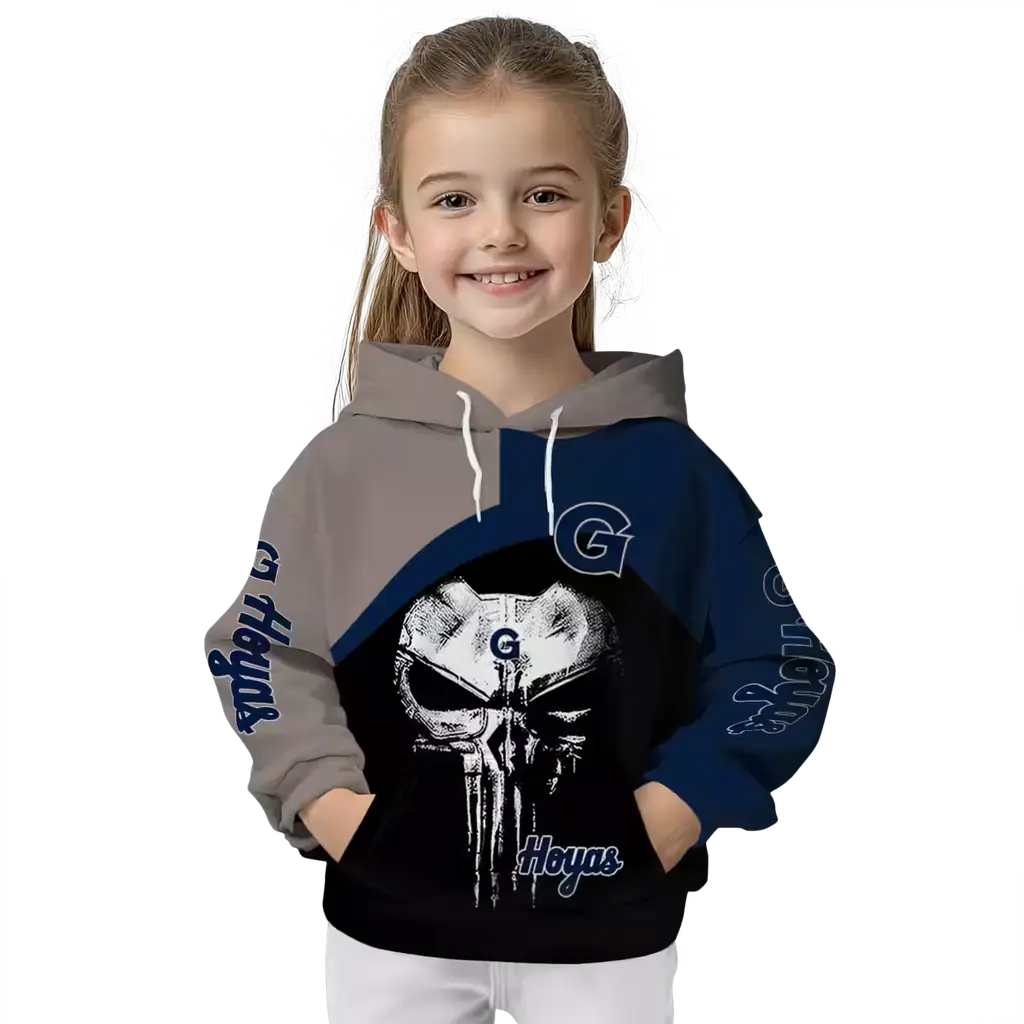 georgetown hoyas skull punisher grey black hoodie top rated georgetown hoyas skull punisher grey black hoodie top rated