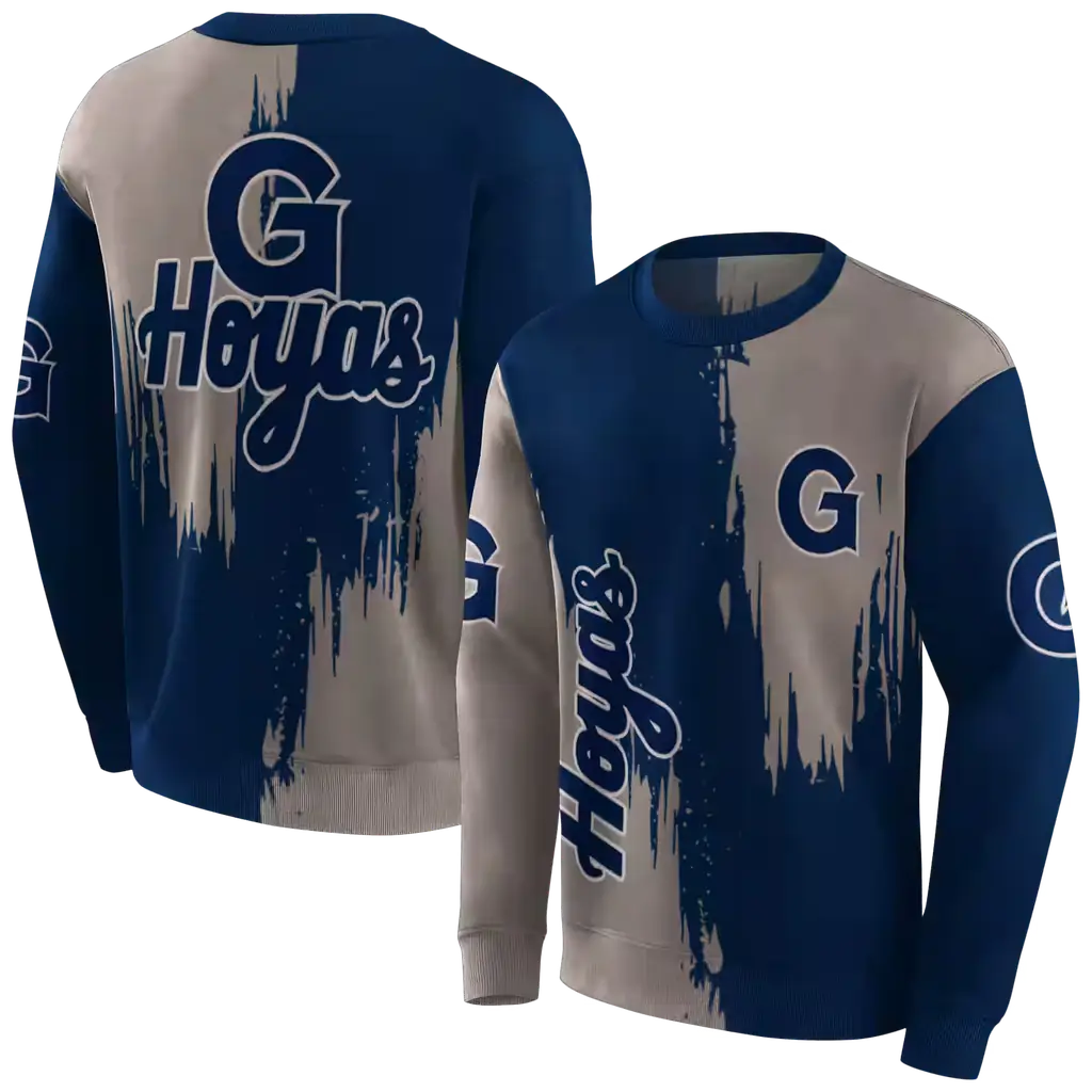 georgetown hoyas splatter effect blue hoodie premium grade georgetown hoyas splatter effect blue hoodie premium grade