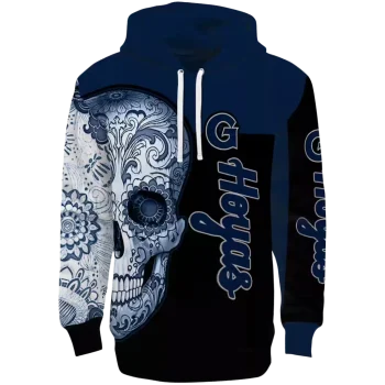 georgetown hoyas sugar skull blue black hoodie best selling