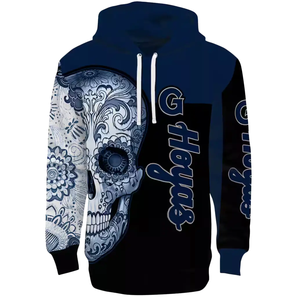 georgetown hoyas sugar skull blue black hoodie best selling georgetown hoyas sugar skull blue black hoodie best selling