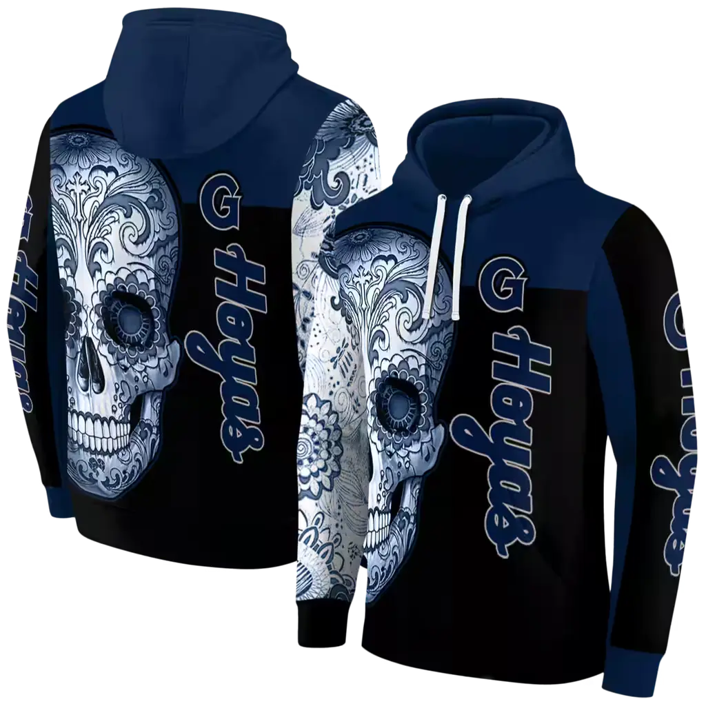 georgetown hoyas sugar skull blue black hoodie fashion forward georgetown hoyas sugar skull blue black hoodie fashion forward