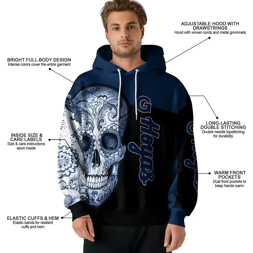 georgetown hoyas sugar skull blue black hoodie latest model georgetown hoyas sugar skull blue black hoodie latest model