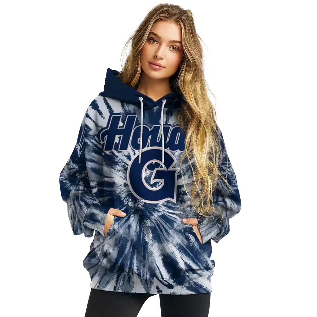 georgetown hoyas tie dye pattern blue hoodie high quality georgetown hoyas tie dye pattern blue hoodie high quality