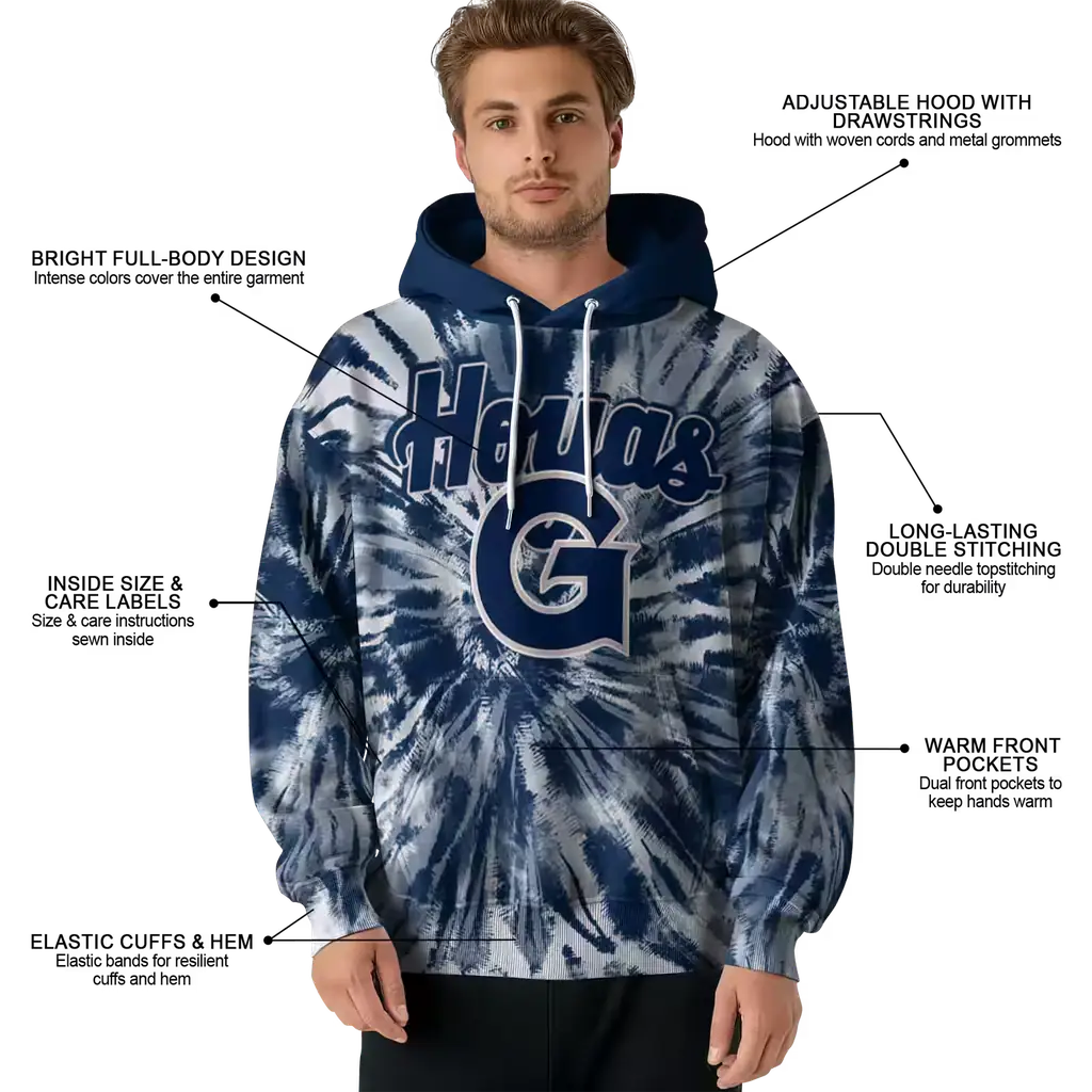 georgetown hoyas tie dye pattern blue hoodie latest model georgetown hoyas tie dye pattern blue hoodie latest model