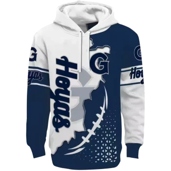 georgetown hoyas triangular pattern blue white hoodie best selling