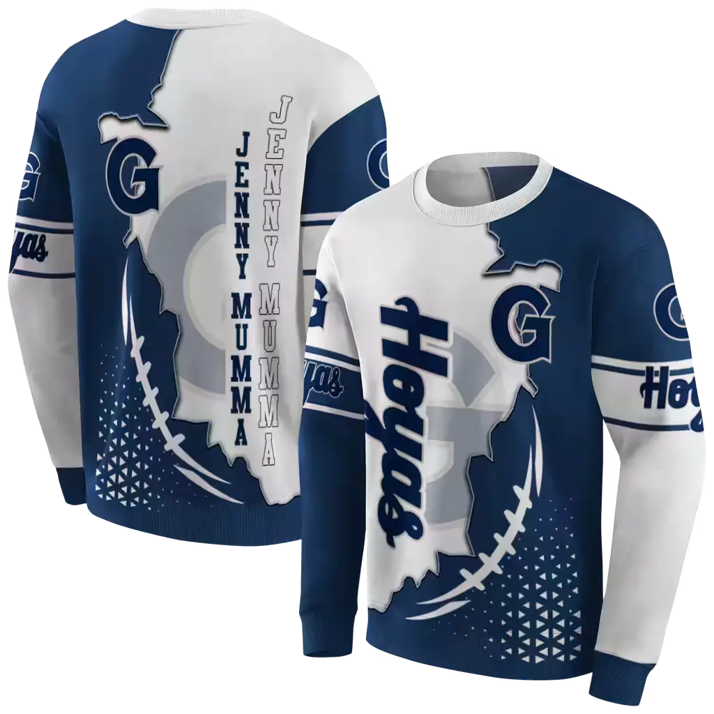georgetown hoyas triangular pattern blue white hoodie premium grade georgetown hoyas triangular pattern blue white hoodie premium grade