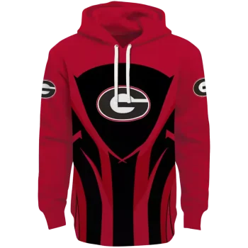 georgia bulldogs concentric lines red black hoodie best selling