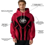 georgia bulldogs concentric lines red black hoodie best selling