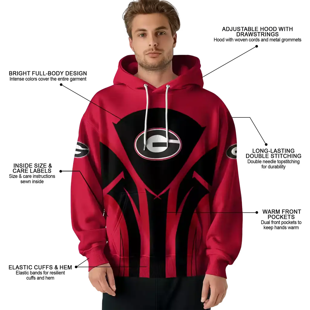 georgia bulldogs concentric lines red black hoodie latest model georgia bulldogs concentric lines red black hoodie latest model