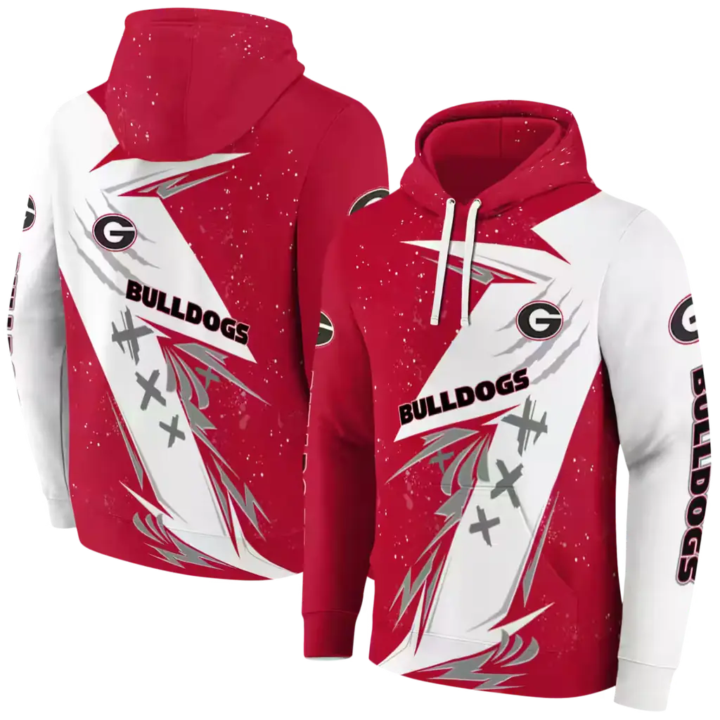 georgia bulldogs dynamic slash red white hoodie fashion forward georgia bulldogs dynamic slash red white hoodie fashion forward