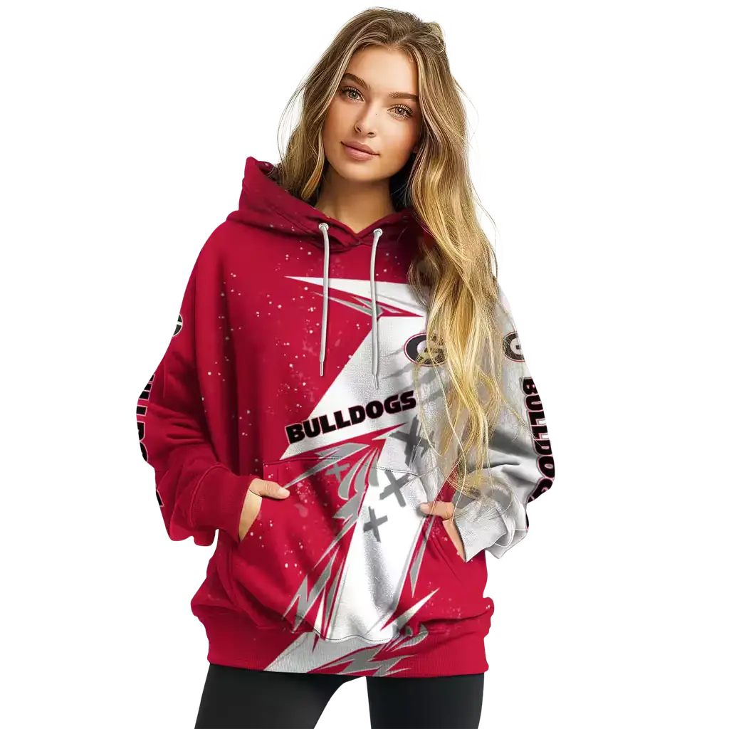 georgia bulldogs dynamic slash red white hoodie high quality georgia bulldogs dynamic slash red white hoodie high quality
