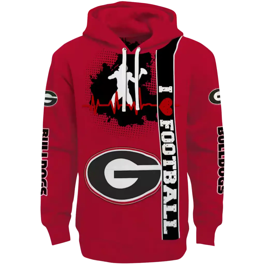 georgia bulldogs football heartbeat red hoodie best selling georgia bulldogs football heartbeat red hoodie best selling