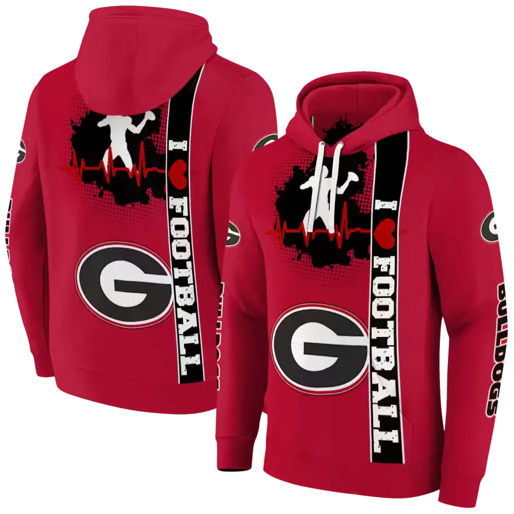 georgia bulldogs football heartbeat red hoodie fashion forward georgia bulldogs football heartbeat red hoodie fashion forward