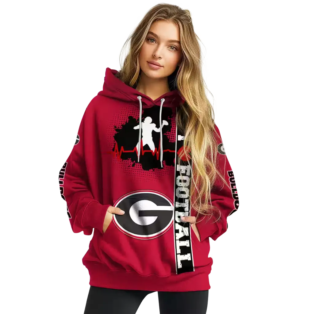 georgia bulldogs football heartbeat red hoodie high quality georgia bulldogs football heartbeat red hoodie high quality