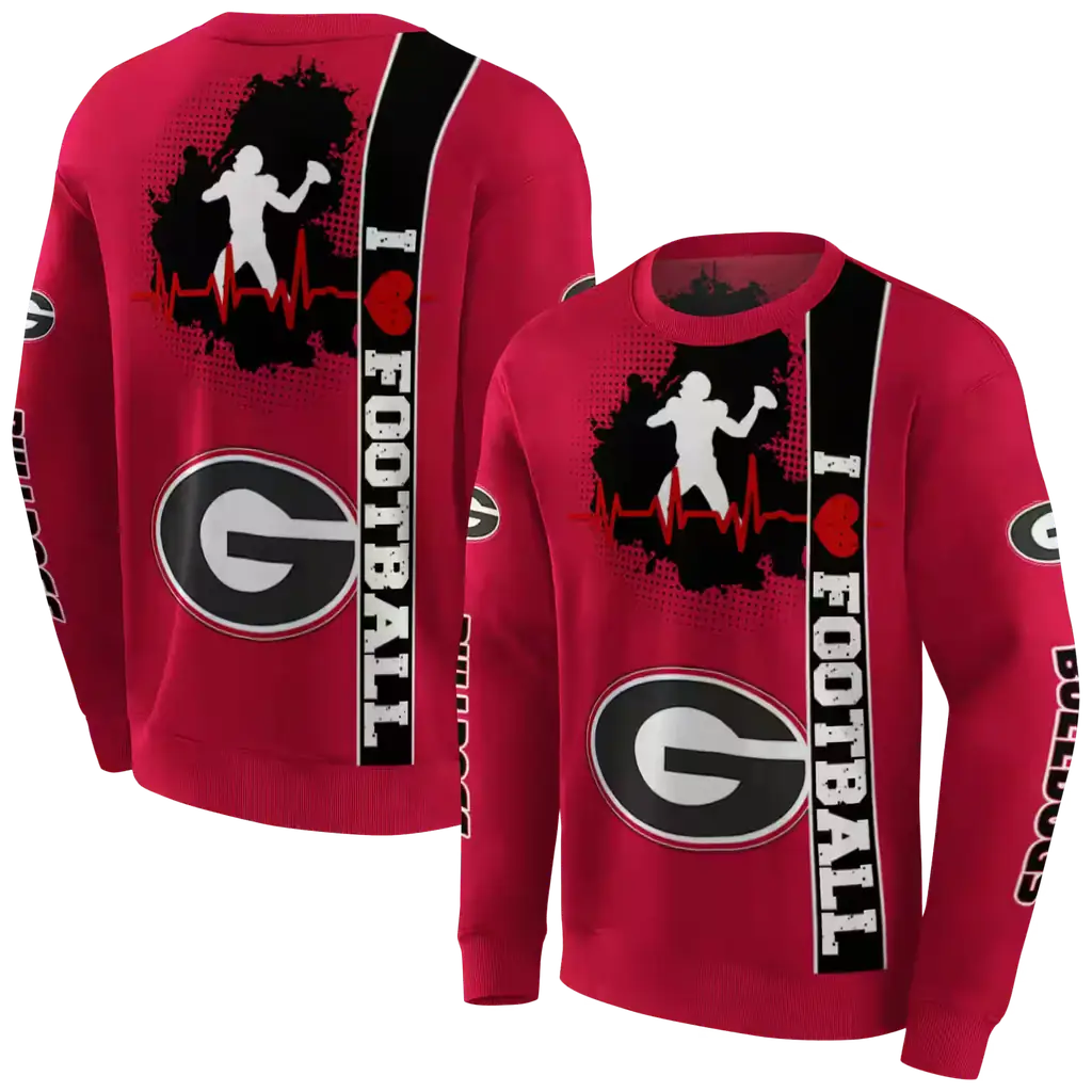 georgia bulldogs football heartbeat red hoodie premium grade georgia bulldogs football heartbeat red hoodie premium grade