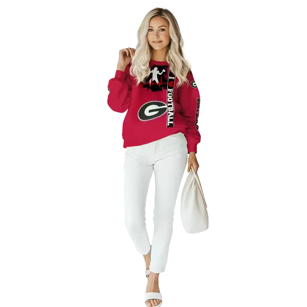 georgia bulldogs football heartbeat red hoodie trendy georgia bulldogs football heartbeat red hoodie trendy
