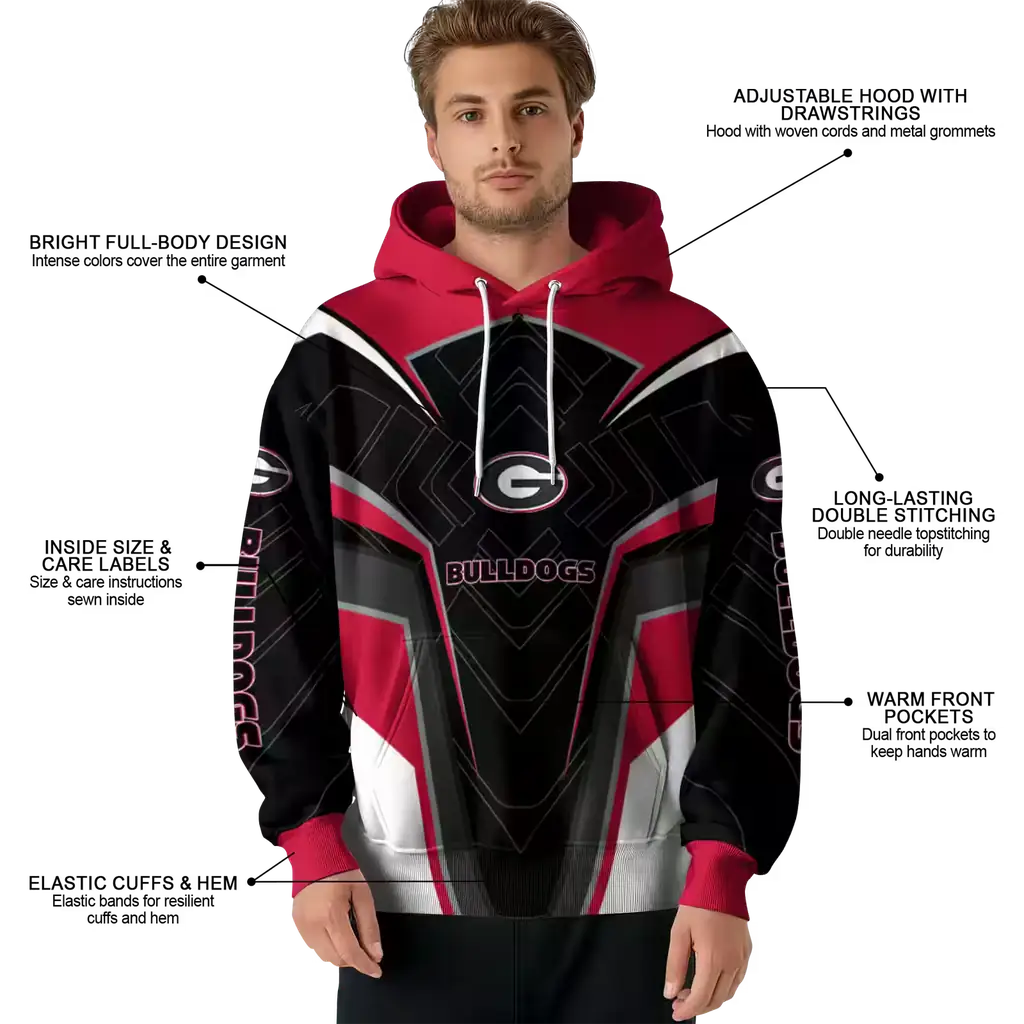 georgia bulldogs futuristic pattern red black hoodie latest model georgia bulldogs futuristic pattern red black hoodie latest model