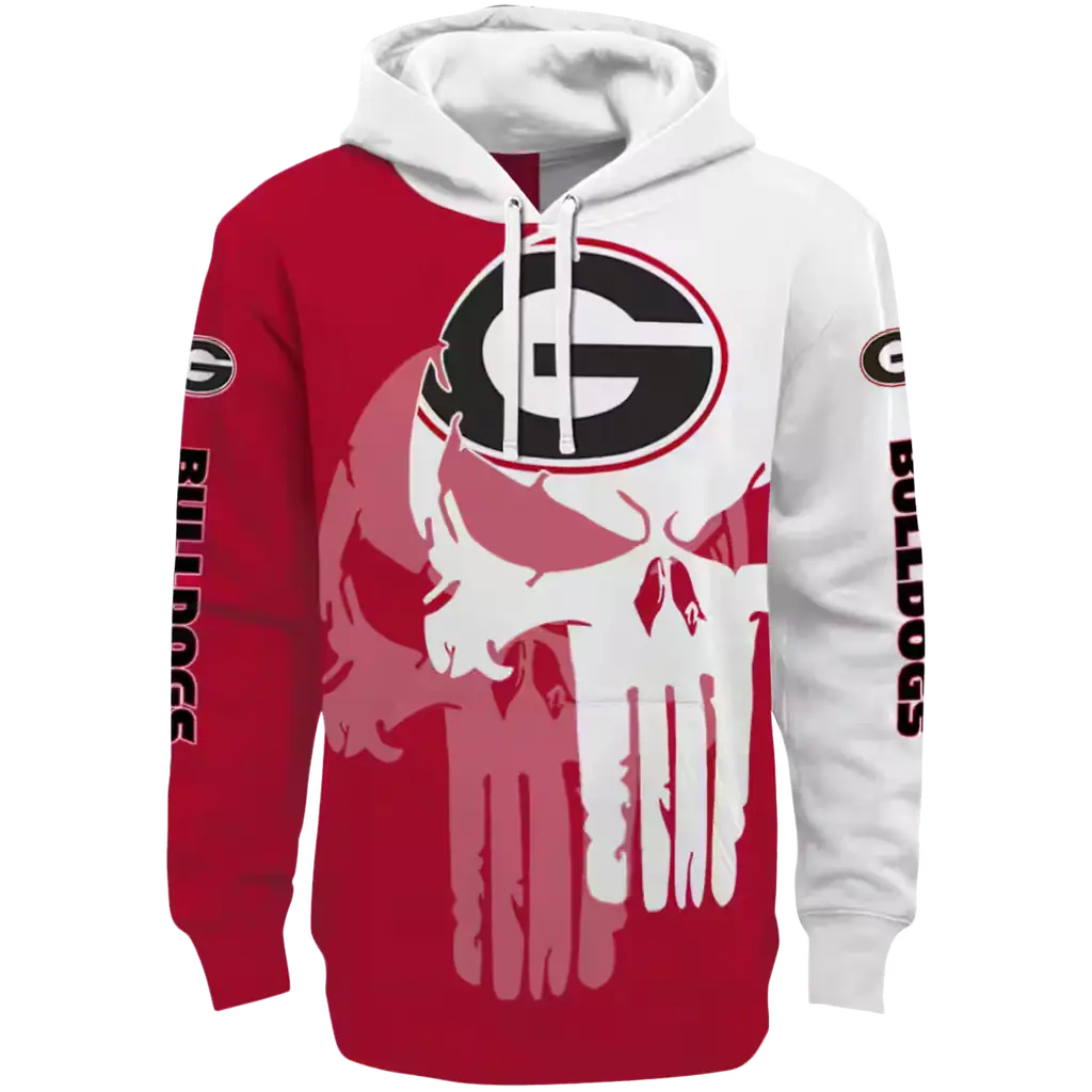 georgia bulldogs graphic punisher red white hoodie best selling georgia bulldogs graphic punisher red white hoodie best selling