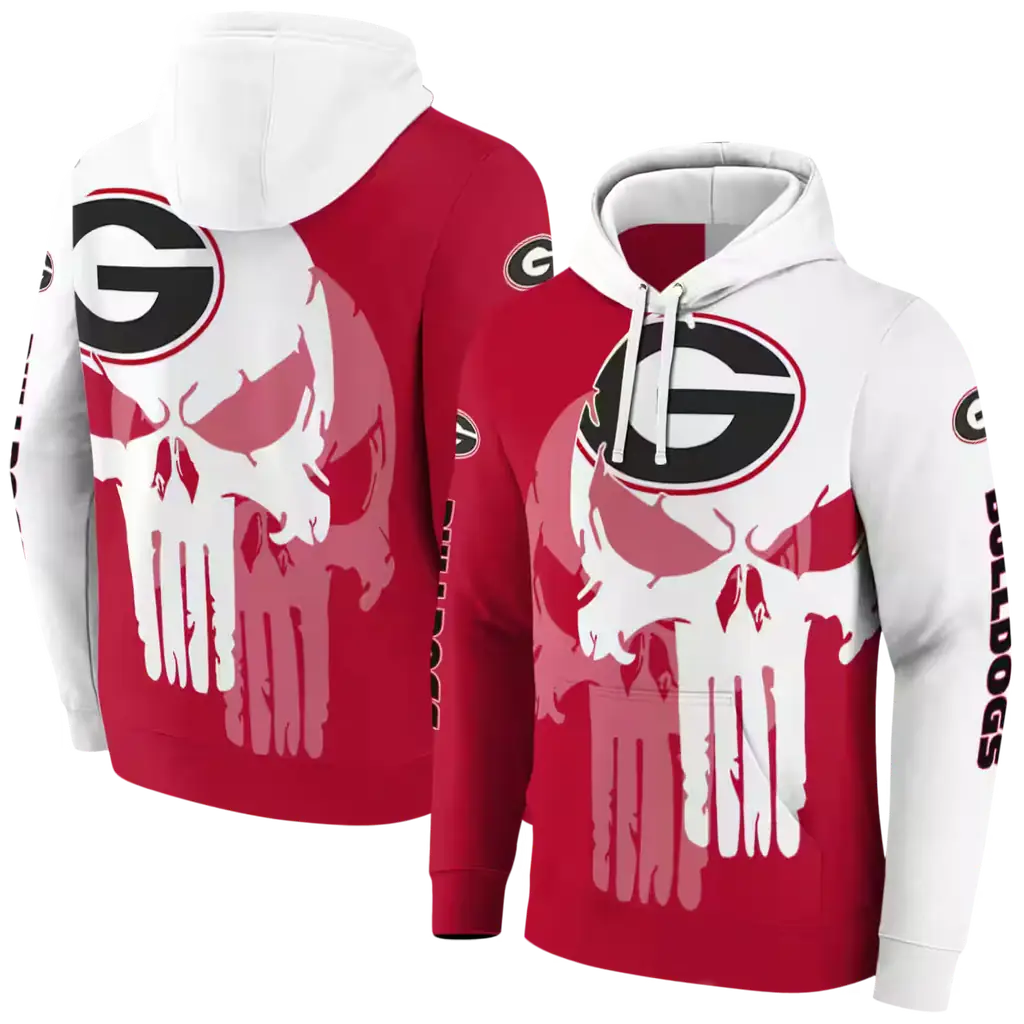 georgia bulldogs graphic punisher red white hoodie fashion forward georgia bulldogs graphic punisher red white hoodie fashion forward