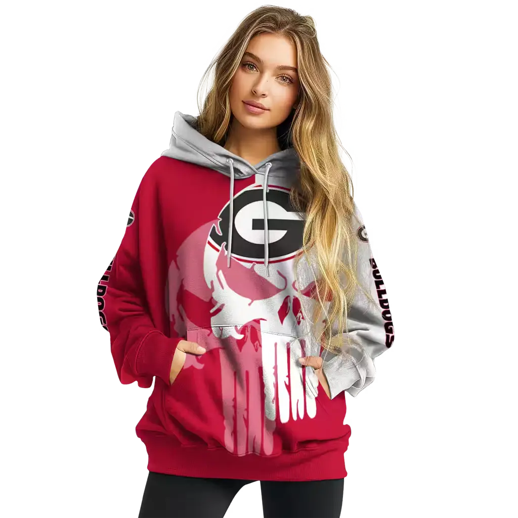 georgia bulldogs graphic punisher red white hoodie high quality georgia bulldogs graphic punisher red white hoodie high quality