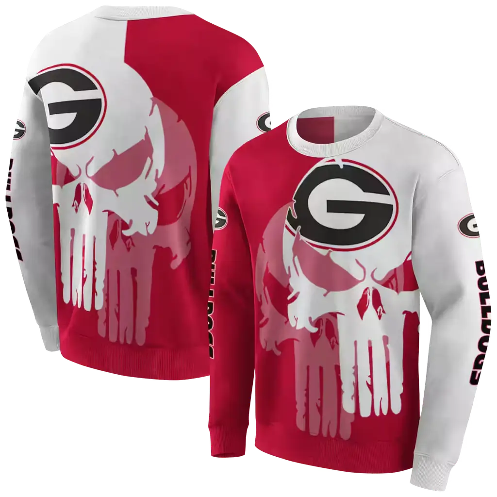 georgia bulldogs graphic punisher red white hoodie premium grade georgia bulldogs graphic punisher red white hoodie premium grade
