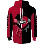 georgia bulldogs heartbeat graphic red hoodie best selling