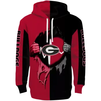 georgia bulldogs heartbeat graphic red hoodie best selling