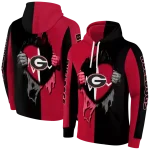 georgia bulldogs heartbeat graphic red hoodie best selling