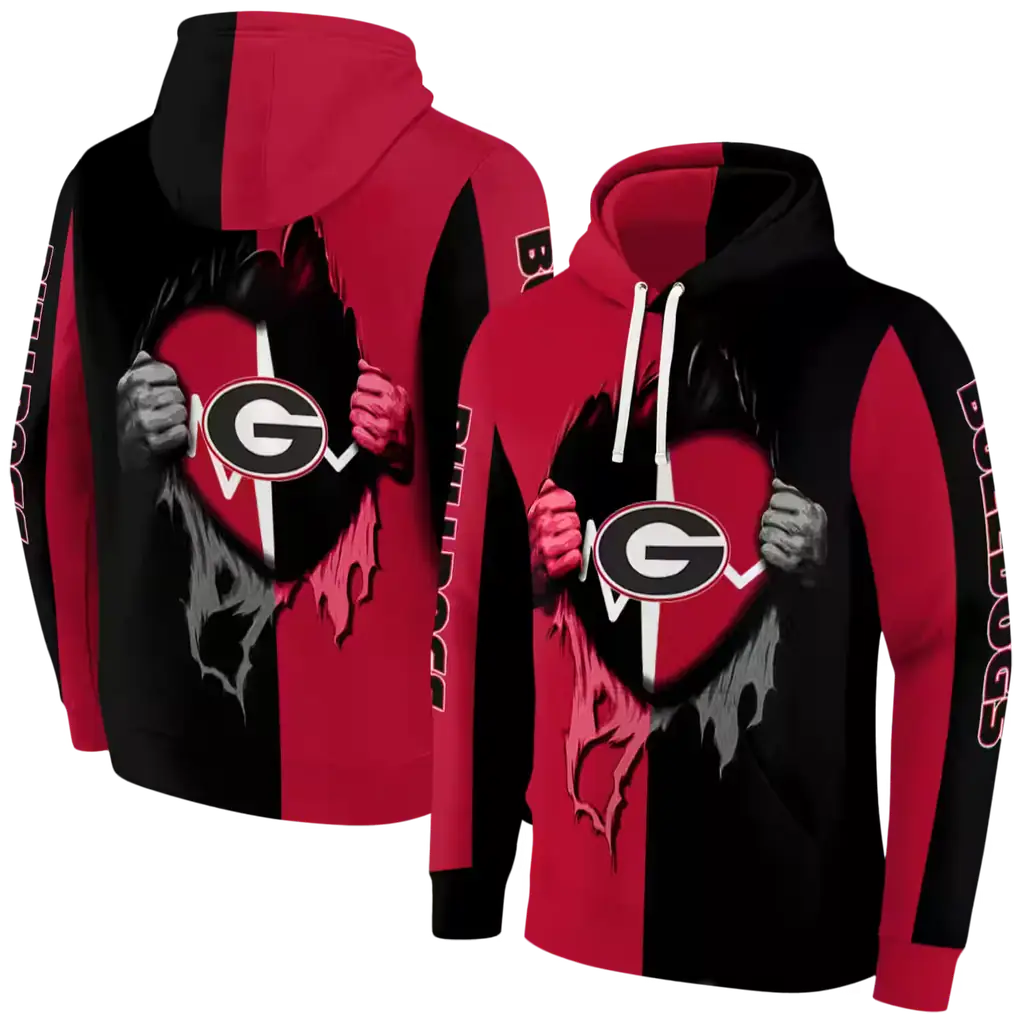 georgia bulldogs heartbeat graphic red hoodie fashion forward georgia bulldogs heartbeat graphic red hoodie fashion forward
