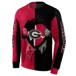 georgia bulldogs heartbeat graphic red hoodie best selling