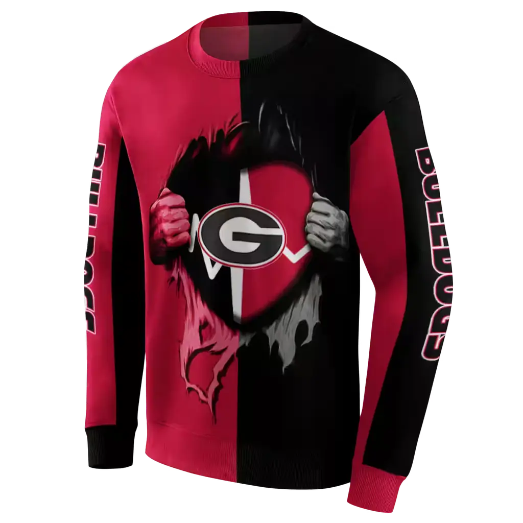 georgia bulldogs heartbeat graphic red hoodie new arrival georgia bulldogs heartbeat graphic red hoodie new arrival