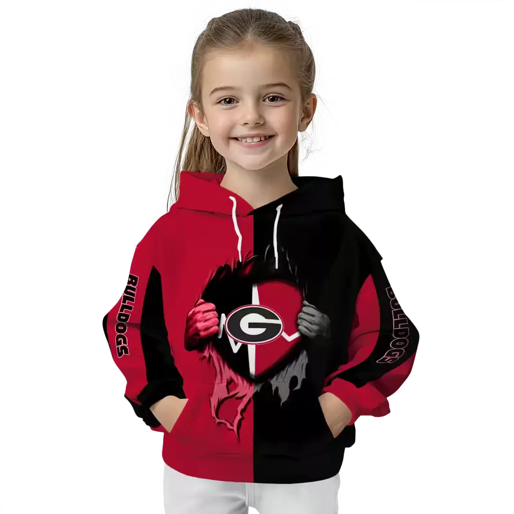 georgia bulldogs heartbeat graphic red hoodie top rated georgia bulldogs heartbeat graphic red hoodie top rated