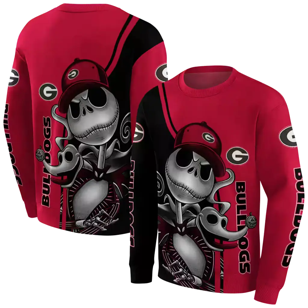 georgia bulldogs jack skellington red hoodie premium grade georgia bulldogs jack skellington red hoodie premium grade