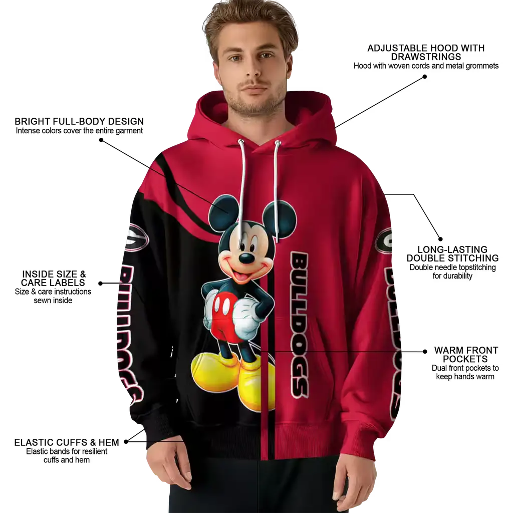georgia bulldogs mickey mouse red black hoodie latest model georgia bulldogs mickey mouse red black hoodie latest model