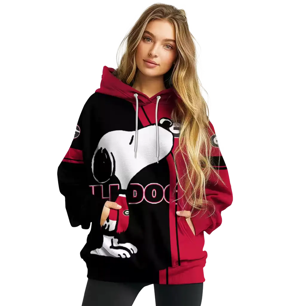 georgia bulldogs playful snoopy red hoodie high quality georgia bulldogs playful snoopy red hoodie high quality
