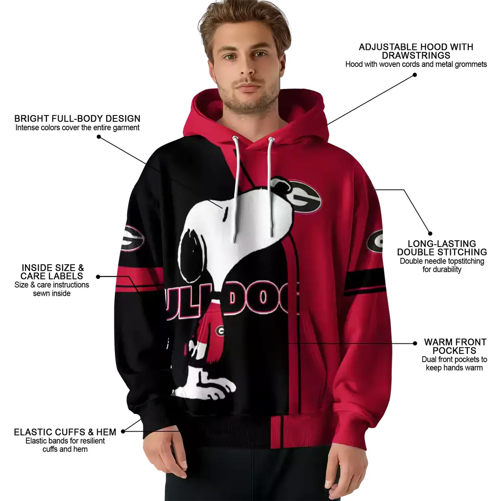 georgia bulldogs playful snoopy red hoodie latest model georgia bulldogs playful snoopy red hoodie latest model